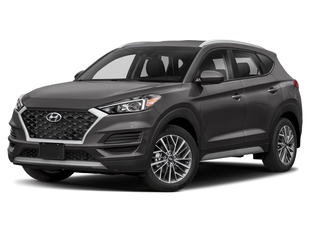 2021 Hyundai TUCSON SEL in White — front three-quarter view