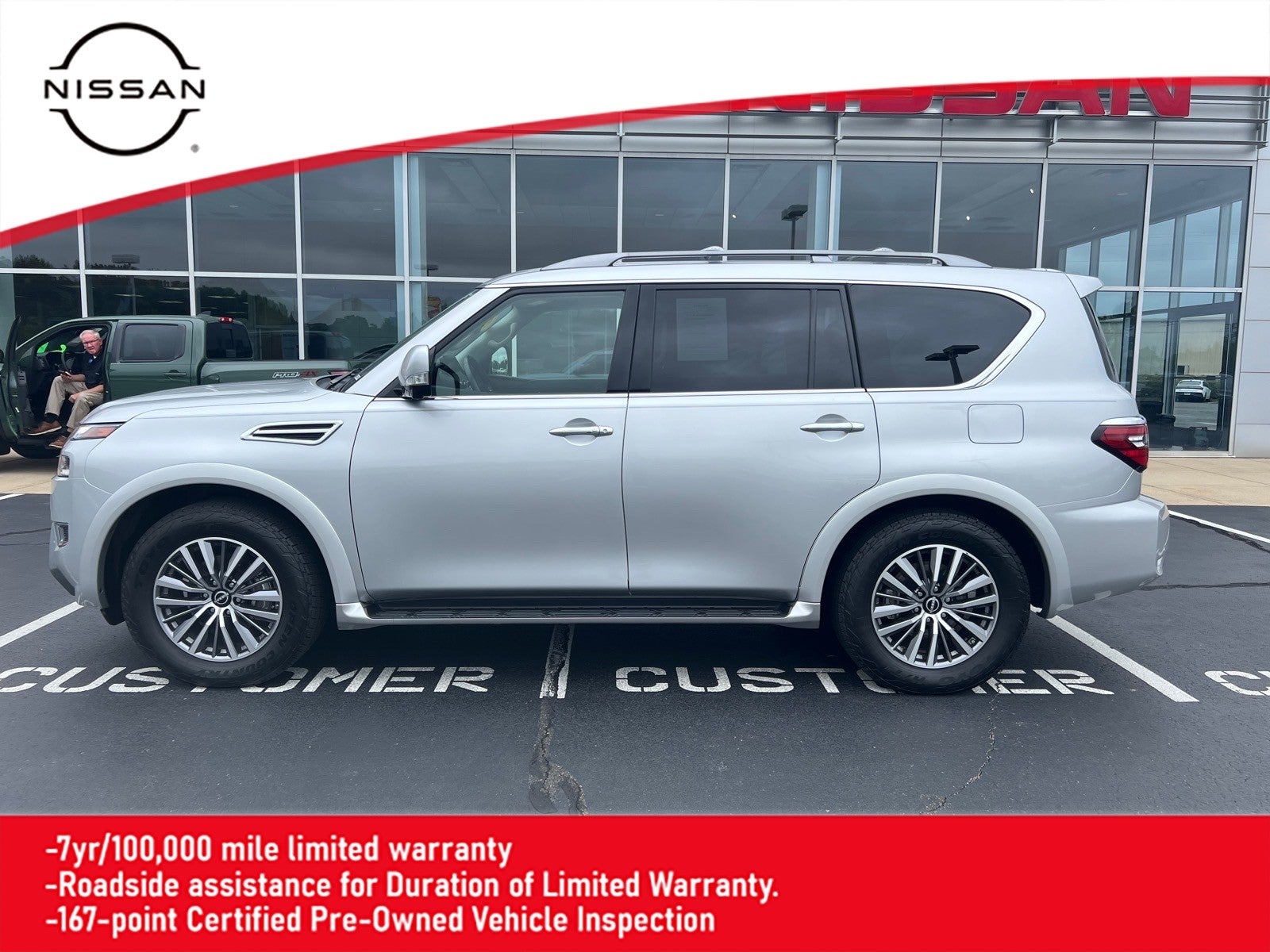 2023 Nissan Armada SL in Silver — front three-quarter view