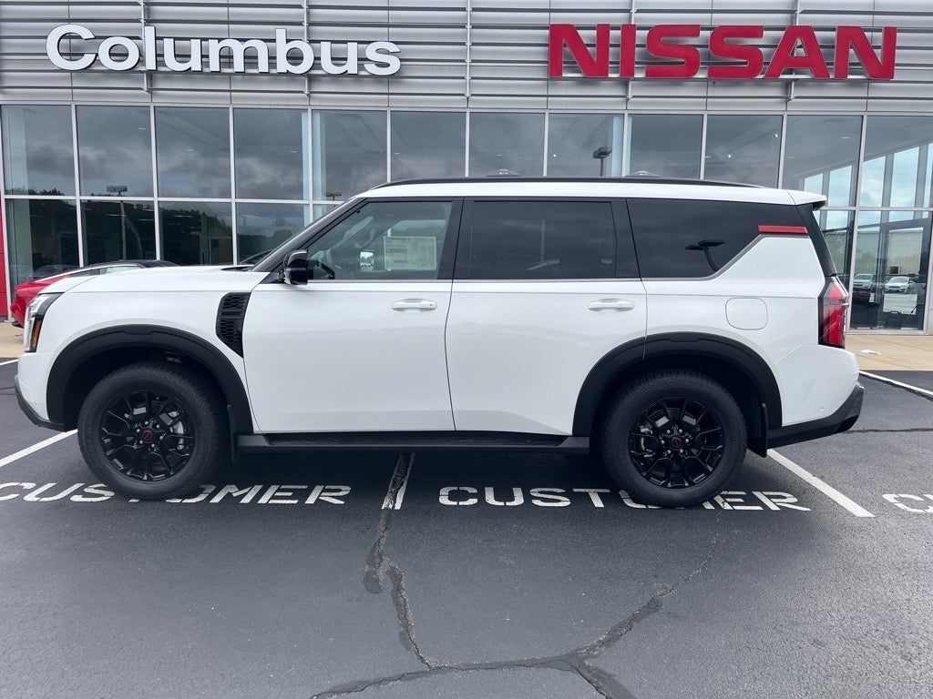 2025 Nissan Armada PRO-4X in White — front three-quarter view